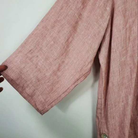 Antibes Blanc 100% Linen Tunic Womens Size 1X Dusty Pink Neutral Pink Beachy - Picture 2 of 4